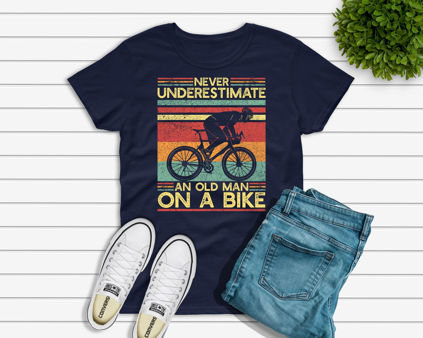 Never Underestimate an Old Man On a Bike Shirt, Cycling T-shirt for Men, Cycling Dad Gift, Cycling Grandpa Cyclist Father's Day Unisex Tee