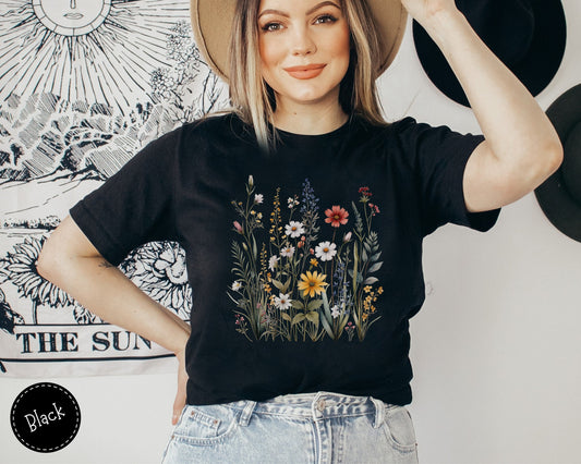 Wildflower T-Shirt, Wild Flower Meadow Cottagecore Aesthetic Shirt